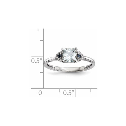 14k White Gold w/ Aquamarine /Blue Sapphire & Dia. Ring