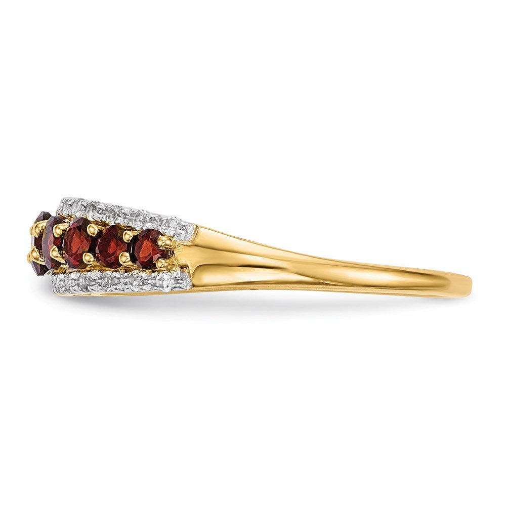 14K Gold w/ Mozambique Garnet u0026 White Topaz Polished Ring