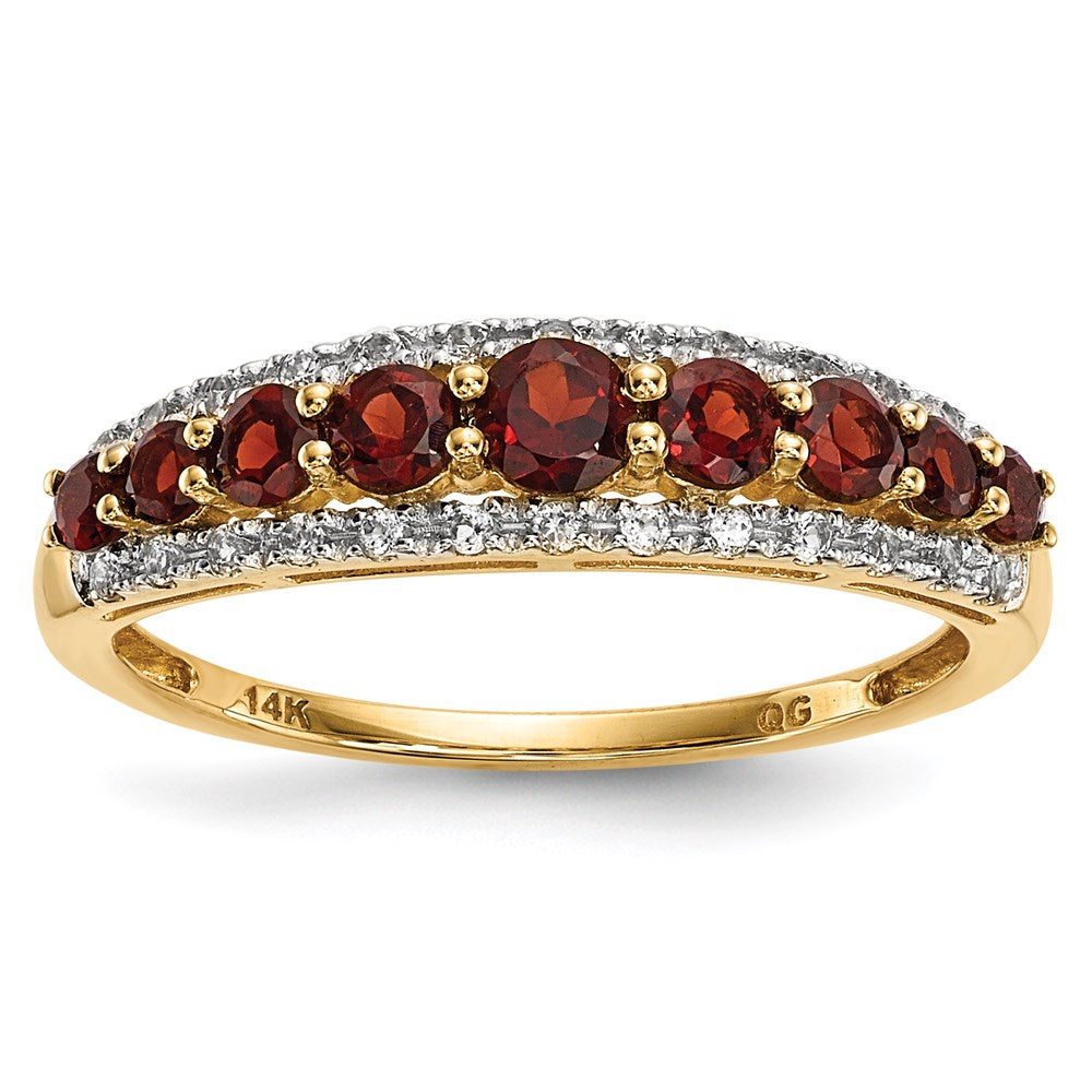 14K Gold w/ Mozambique Garnet u0026 White Topaz Polished Ring