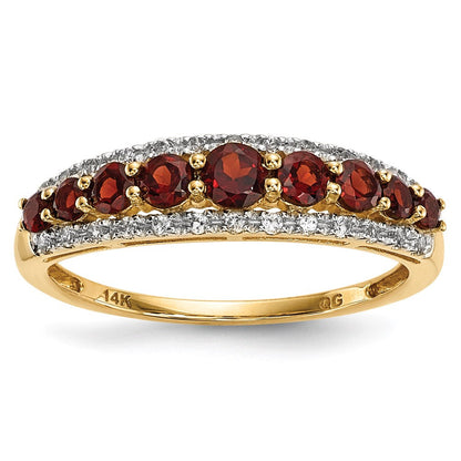 14K Gold w/ Mozambique Garnet u0026 White Topaz Polished Ring
