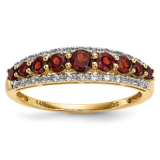 14K Gold w/ Mozambique Garnet u0026 White Topaz Polished Ring