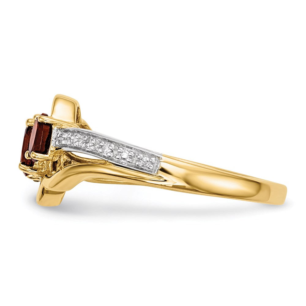 14K Gold w/ Mozambique Garnet u0026 Real Diamond Polished Ring
