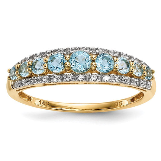 14K Gold w/L. Swiss Blue u0026 White Topaz Polished Ring