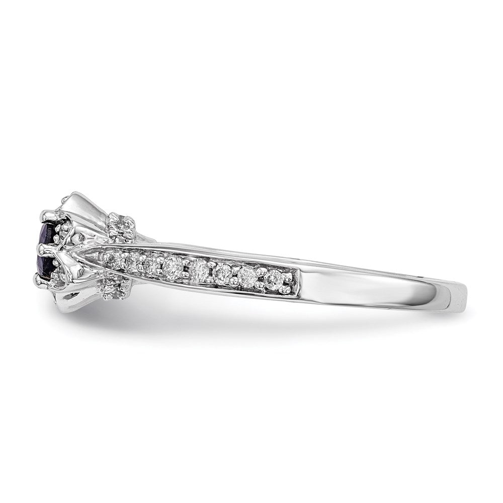 14k White Gold Real Diamond u0026 Sapphire Ring