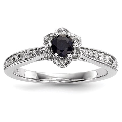 14k White Gold Real Diamond u0026 Sapphire Ring