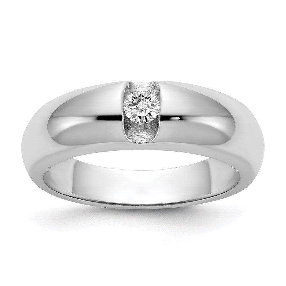 14k White Gold VS Real Diamond men's band