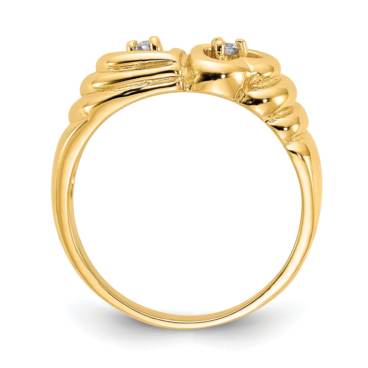 Solid 14k Yellow Gold AAA Simulated CZ heart Ring