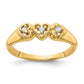 Solid 14k Yellow Gold AAA Simulated CZ heart Ring