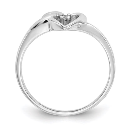 14k White Gold A Real Diamond heart ring