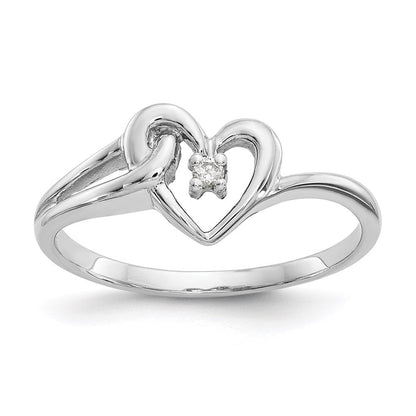 14k White Gold A Real Diamond heart ring