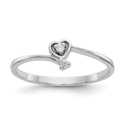Solid 14k White Gold VS Simulated CZ heart Ring