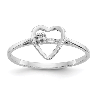 14k White Gold A Real Diamond heart ring