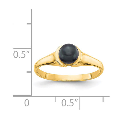 14K Yellow Gold Black FW Cultured Pearl Ring