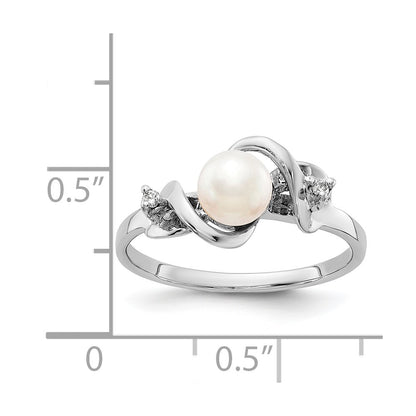 14k White Gold 5.5mm FW Cultured Pearl VS Real Diamond ring