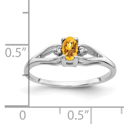 Solid 14k White Gold 5x3mm Oval Simulated Citrine AAA CZ Ring
