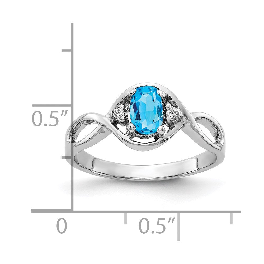 14k White Gold 6x4mm Oval Blue Topaz A Real Diamond ring