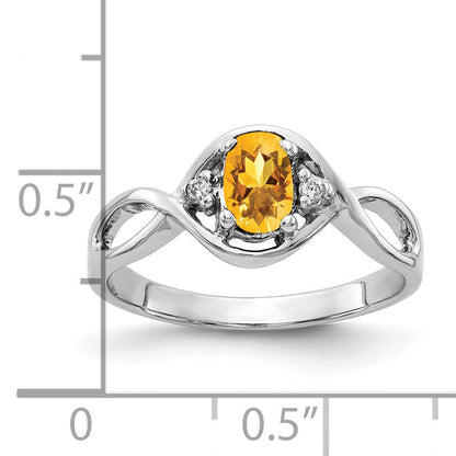 Solid 14k White Gold 6x4mm Oval Simulated Citrine ChecKer AA CZ Ring