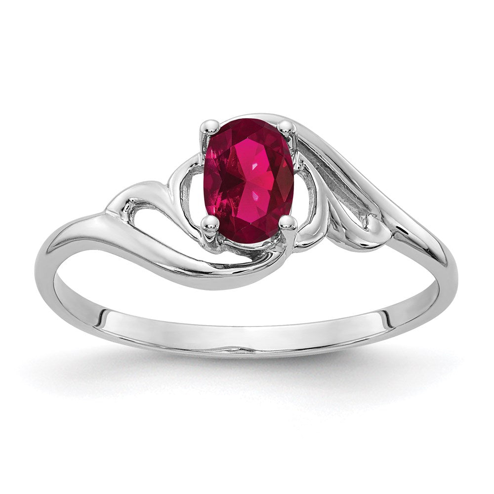 14k White Gold 6x4mm Oval Created Ruby ring