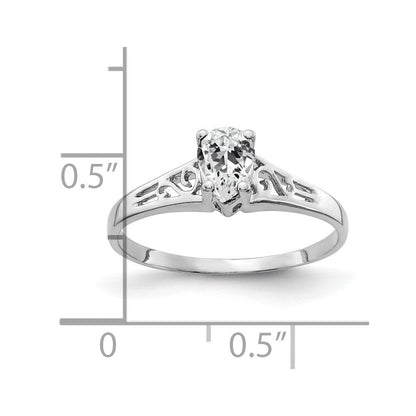 14k White Gold 6x4mm Pear Cubic Zirconia ring