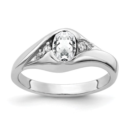 14k White Gold 6x4mm Oval Cubic Zirconia AAA Real Diamond ring