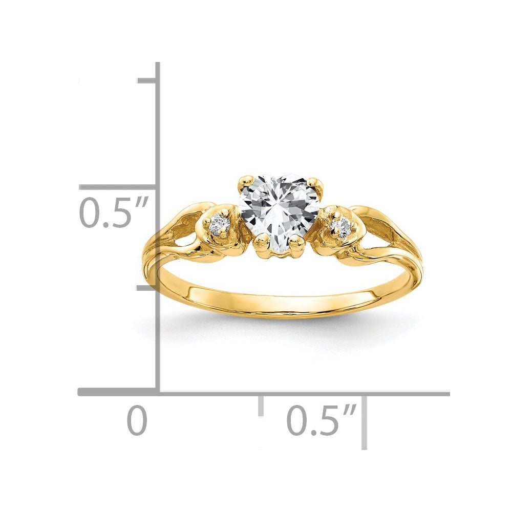 14K Yellow Gold 5mm Heart Cubic Zirconia A Real Diamond ring