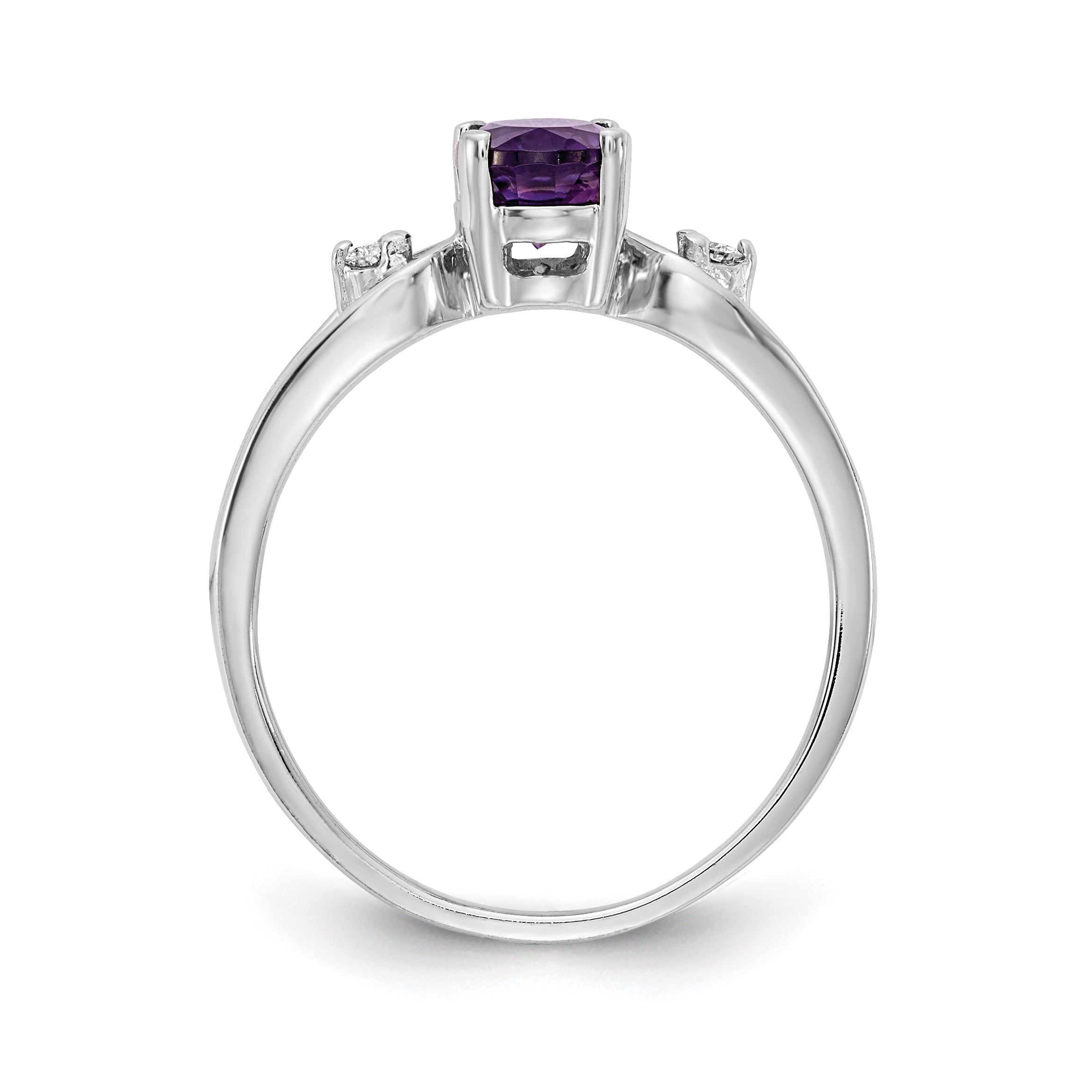 Solid 14k White Gold 7x5mm Oval Simulated Amethyst AAA CZ Ring