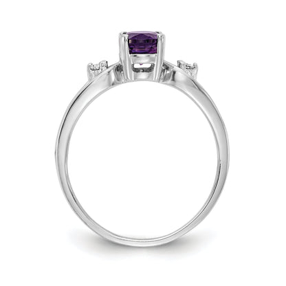 Solid 14k White Gold 7x5mm Oval Simulated Amethyst AAA CZ Ring