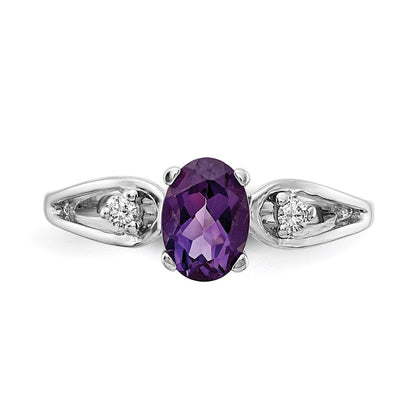 14k White Gold 7x5mm Oval Amethyst A Real Diamond ring