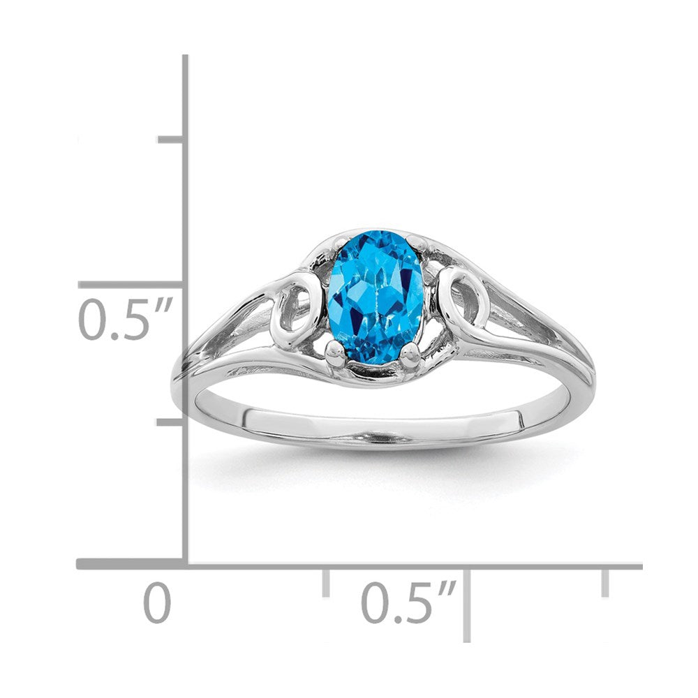 14k White Gold 6x4mm Oval Blue Topaz ring