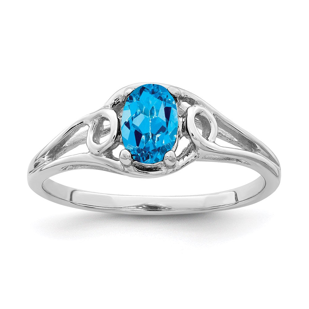 14k White Gold 6x4mm Oval Blue Topaz ring