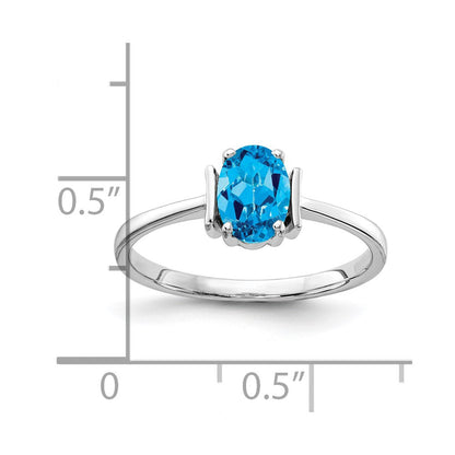 14k White Gold 7x5mm Oval Blue Topaz ring
