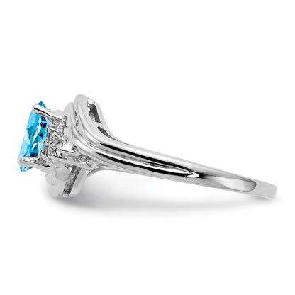 14k White Gold 7x5mm Oval Blue Topaz VS Real Diamond ring