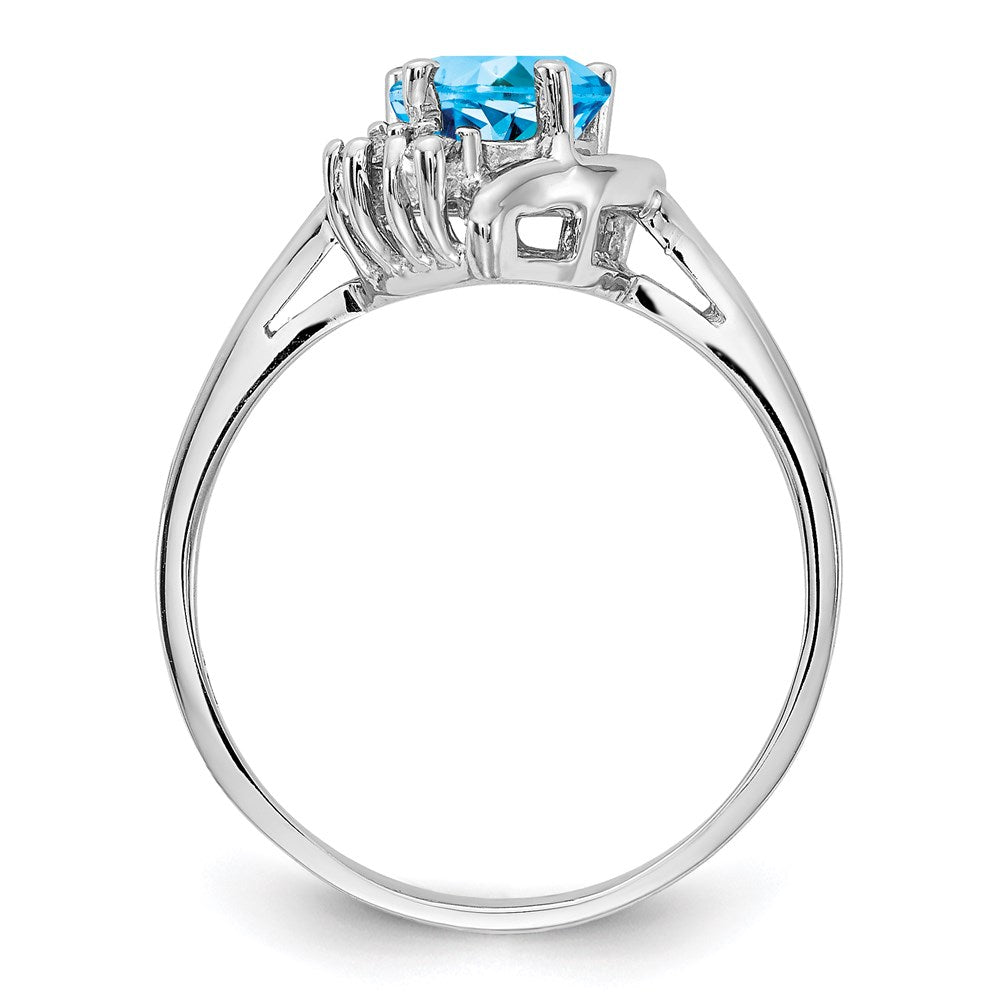 14k White Gold Blue Topaz Real Diamond ring
