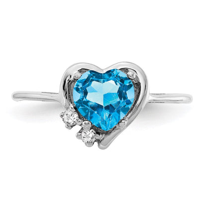 14k White Gold Blue Topaz Real Diamond ring