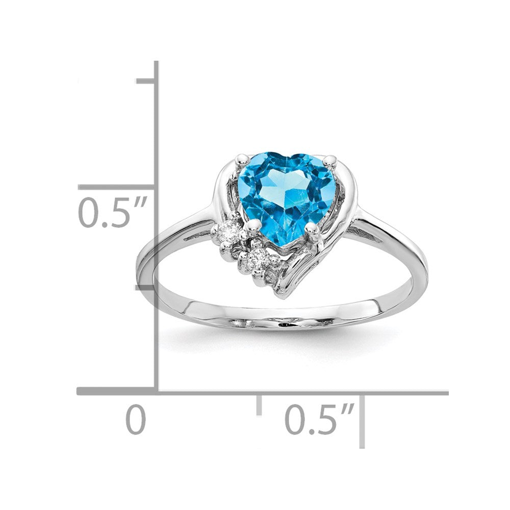 14k White Gold Blue Topaz Real Diamond ring