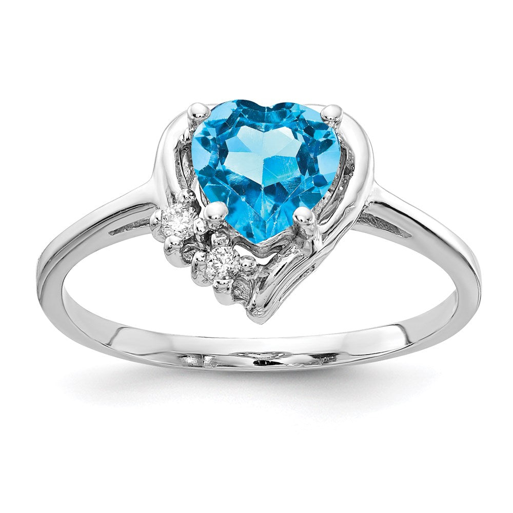 14k White Gold Blue Topaz Real Diamond ring