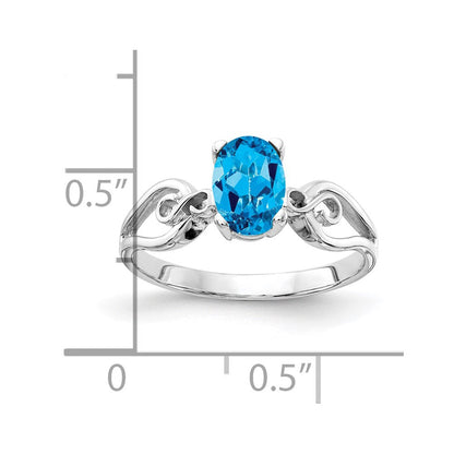 14k White Gold 8x6mm Oval Blue Topaz ring