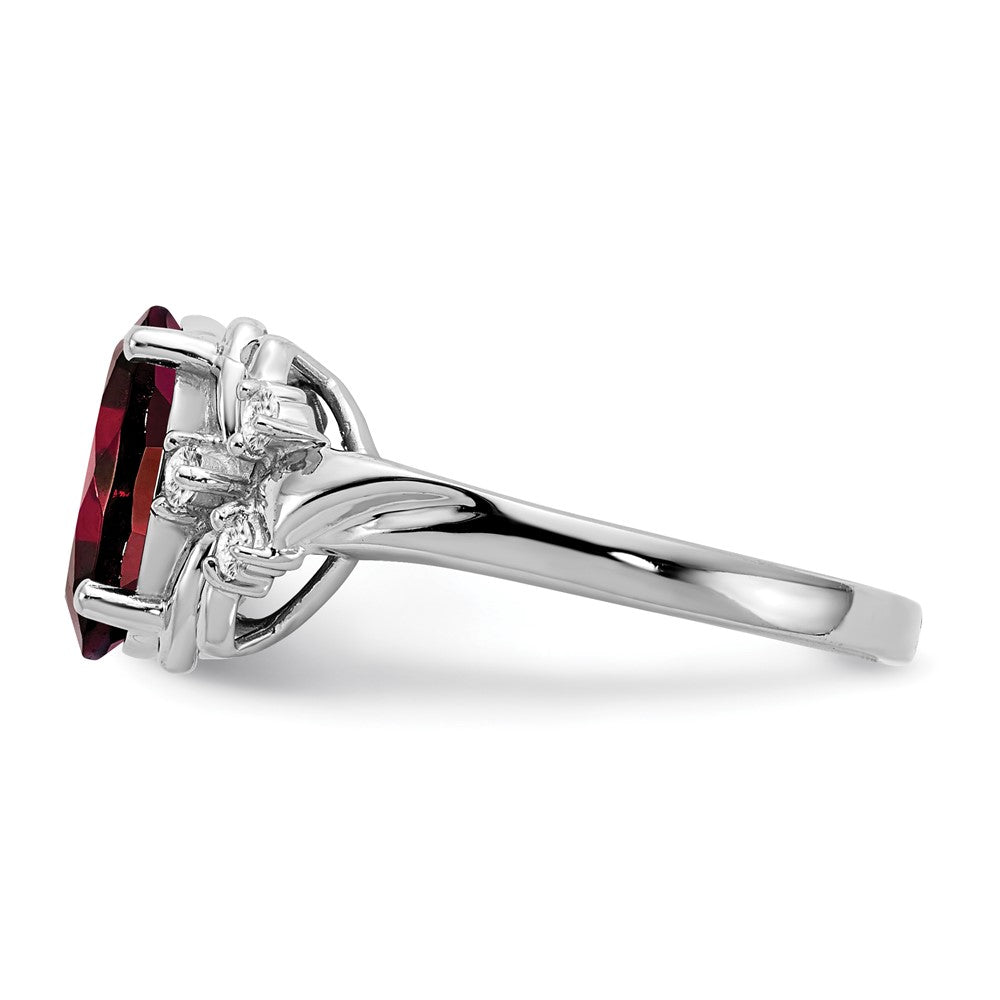 14k White Gold 10x8mm Oval Garnet Checker VS Real Diamond ring