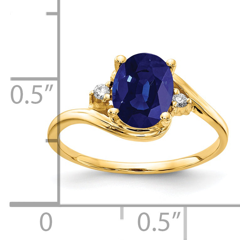 Solid 14k Yellow Gold 8x6mm Oval Simulated Sapphire AAA CZ Ring
