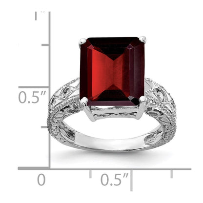 14k White Gold 12x10mm Emerald Cut Garnet A Real Diamond ring