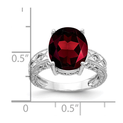14k White Gold 12x10mm Oval Garnet A Real Diamond ring