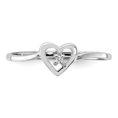 14k White Gold AAA Diamond heart ring