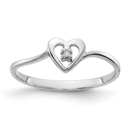 14k White Gold AAA Diamond heart ring