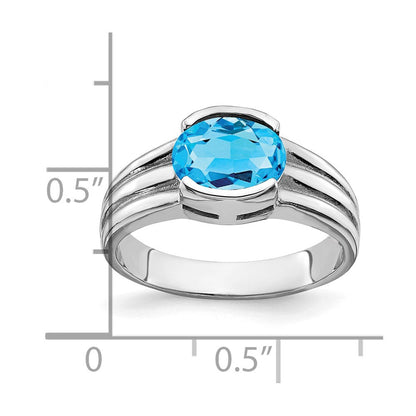 14k White Gold 8x6mm Oval Blue Topaz ring