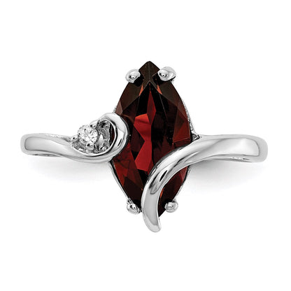 14k White Gold 12x6mm Marquise Garnet A Real Diamond ring