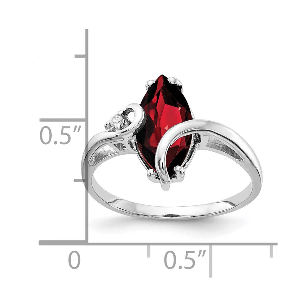 14k White Gold 12x6mm Marquise Garnet A Real Diamond ring