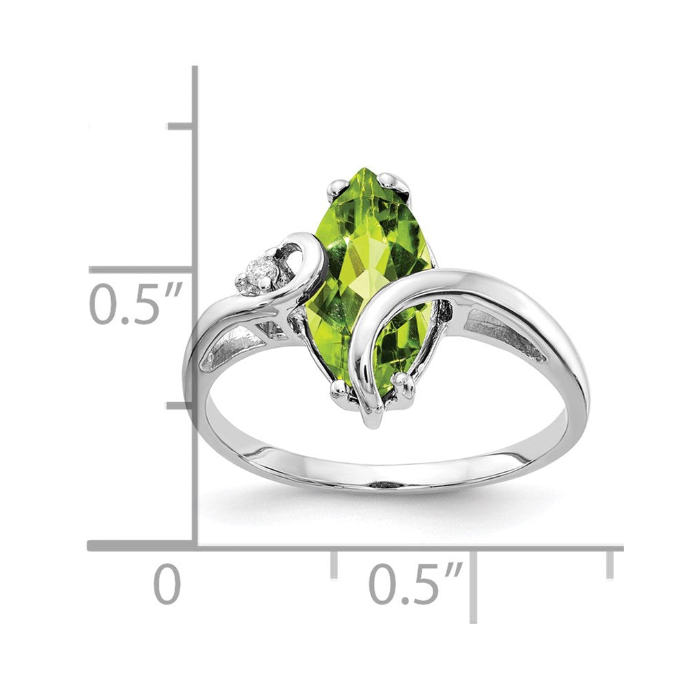 14k White Gold 12x6mm Marquise Peridot A Real Diamond ring