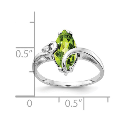 14k White Gold 12x6mm Marquise Peridot A Real Diamond ring