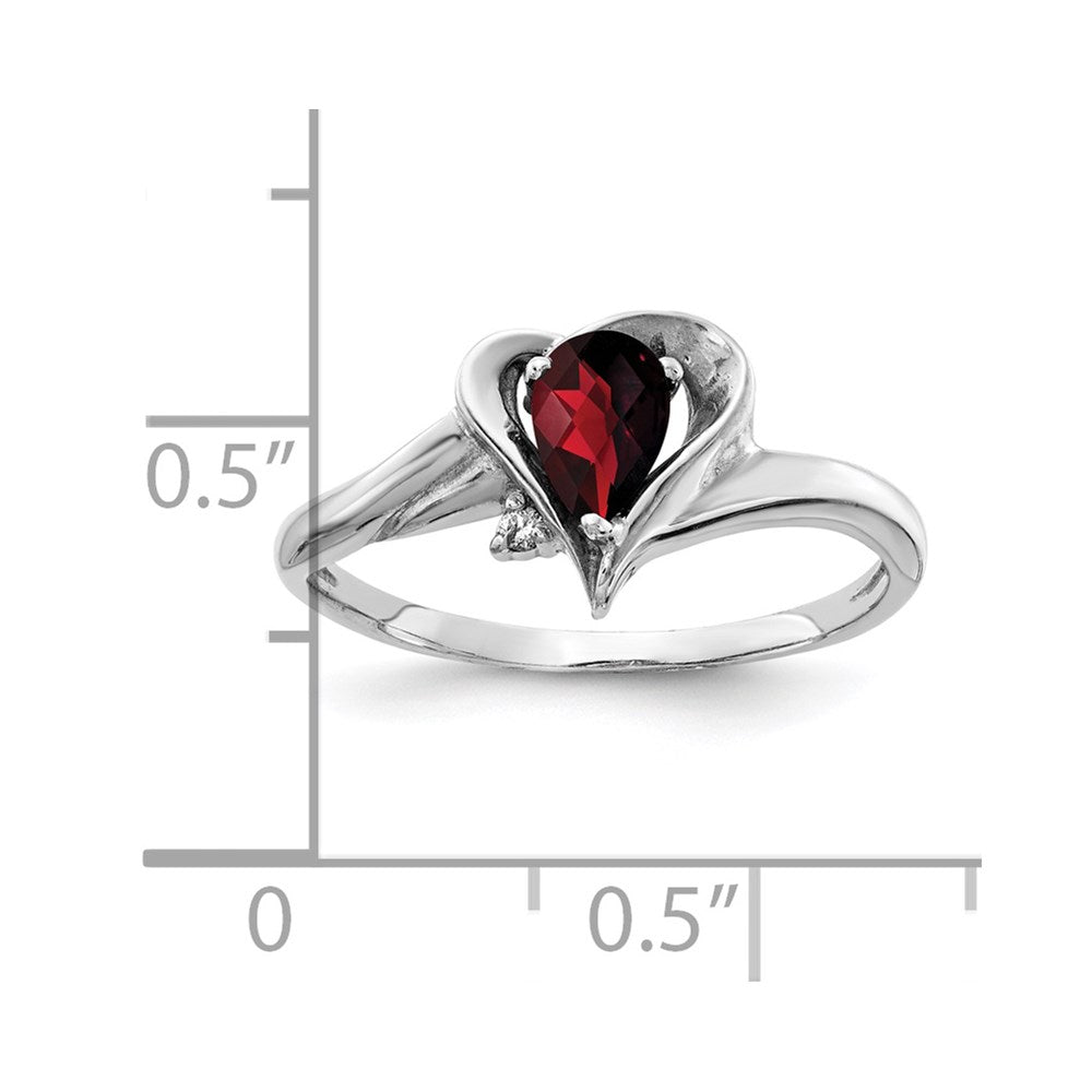 14k White Gold 6x4mm Pear Garnet Checker A Real Diamond ring