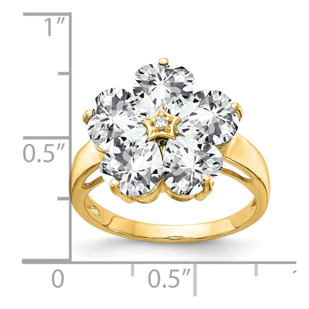 14K Yellow Gold 6mm Heart Cubic Zirconia A Real Diamond ring